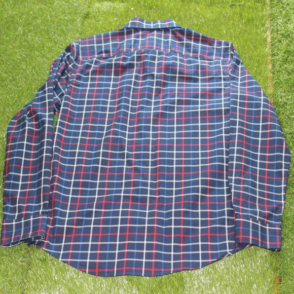 Old Navy Men's Small Slim Fit Dress Shirt - Blue Plaid - Picture 10 of 12
